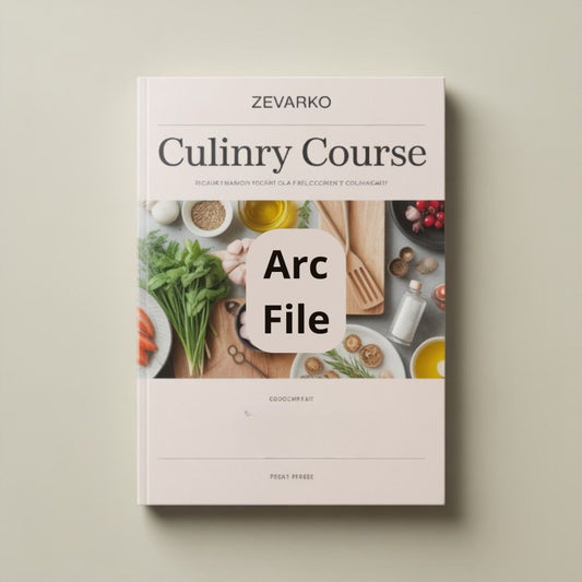 Book titled 'Culinary Course Arc File' by Zevarko on a light beige background