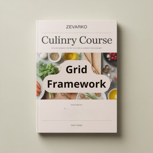 Book titled 'Culinary Course Grid Framework' by Zevarko on a light beige background